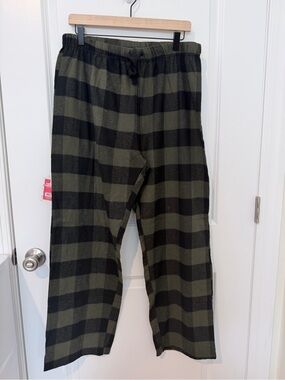 Men's Olive Green & Black Plaid Jogger Pants